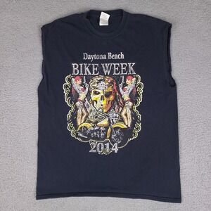 Bike Week 2014‎ T-Shirt Mens Large Black Daytona Beach Sleeveless Cut Off